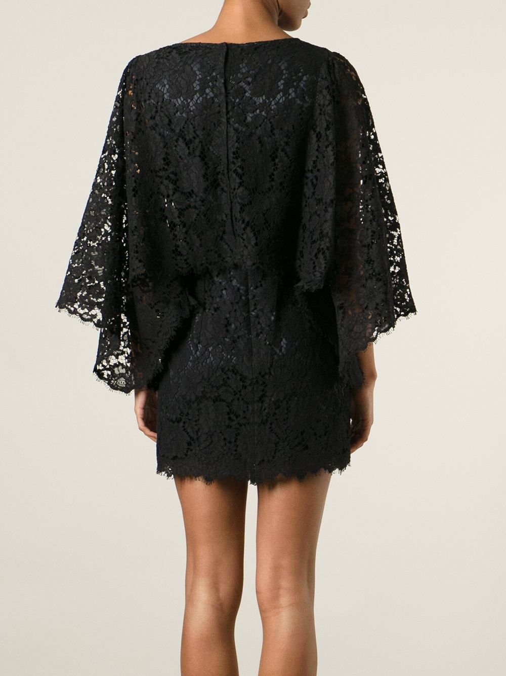 Lyst - Dolce & Gabbana Floral Lace Mini Dress in Black