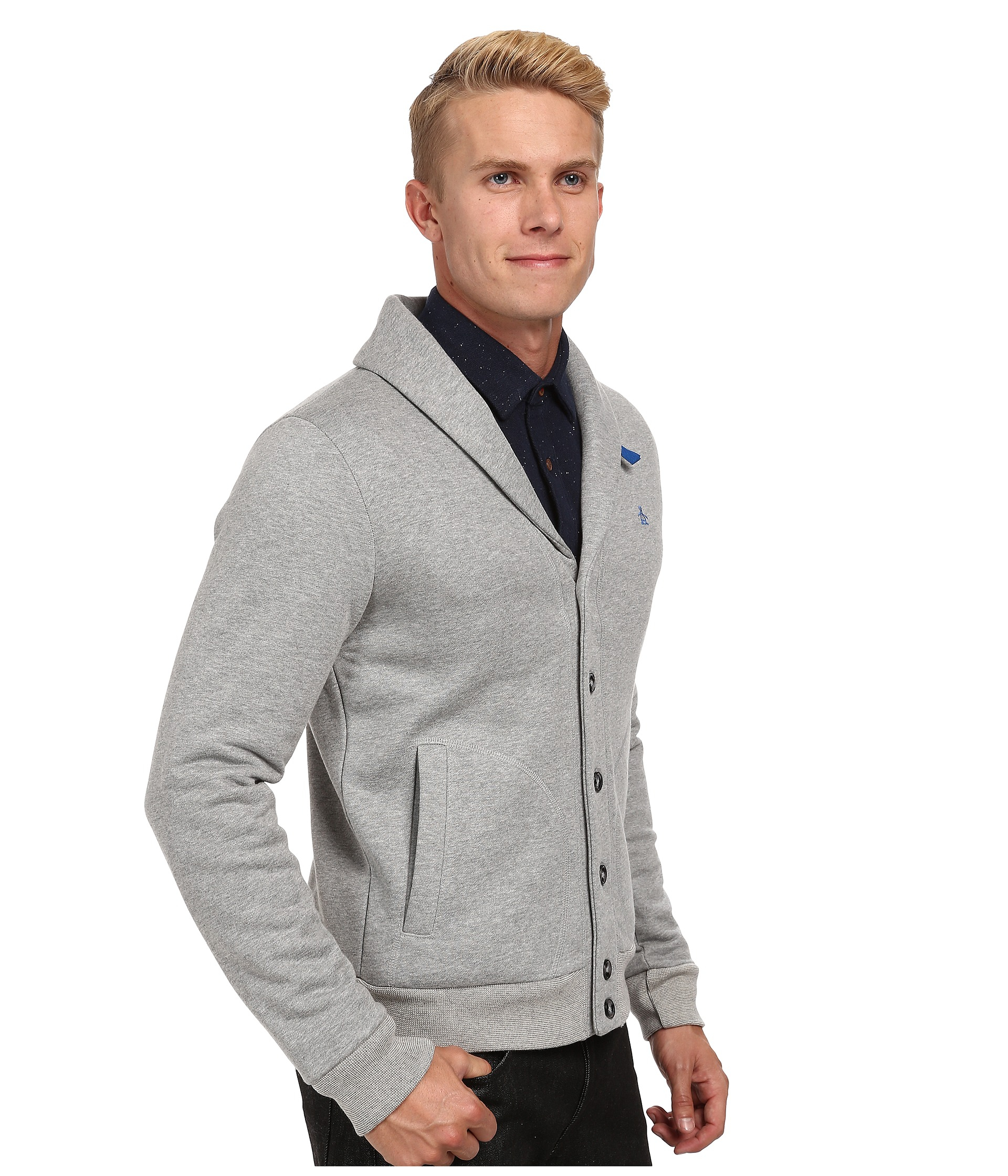 grey mens button up