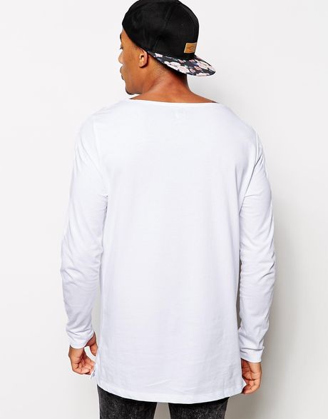 Asos Long Sleeve T-Shirt With Boat Neck In Longline in White for Men | Lyst