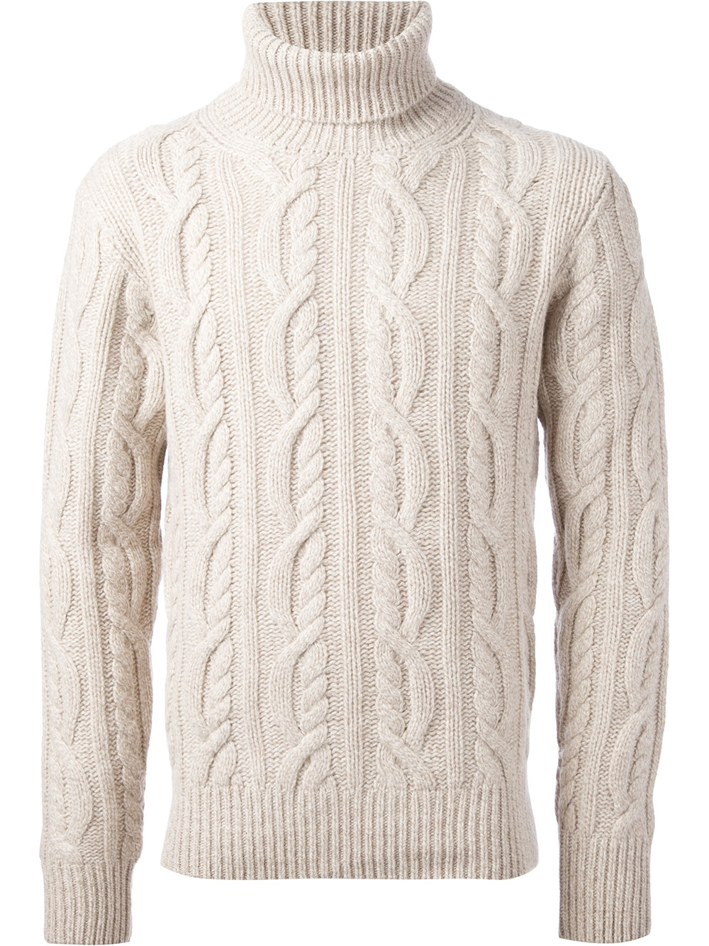 Hackett Cable Knit Roll Neck Sweater in White for Men | Lyst