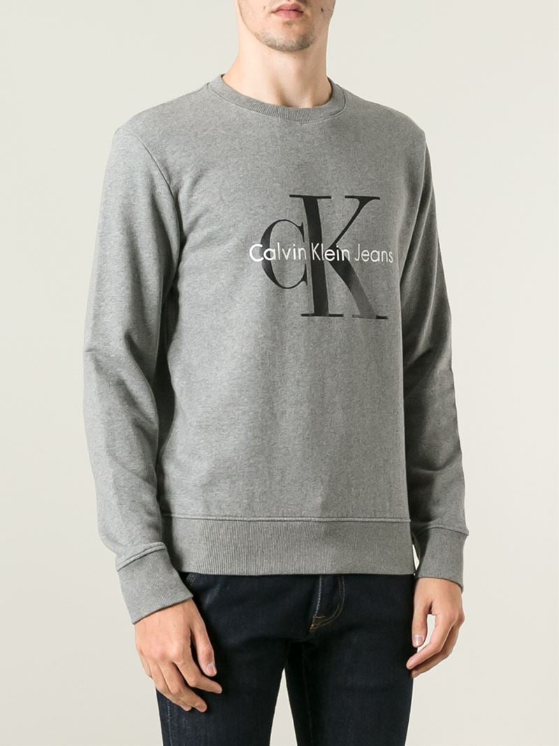 Lyst - Calvin Klein Crew Neck Sweatshirt in Gray for Men