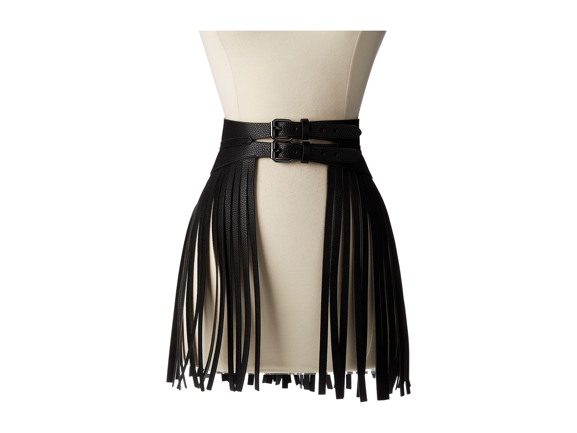 Lyst Bcbgmaxazria Fringe Skirt Contour Waist Belt In Black 1033