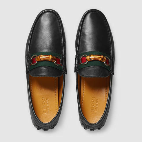 gucci leather driver with horsebit