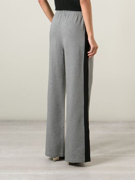 Norma Kamali Wide Leg Track Pants in Gray (grey) | Lyst