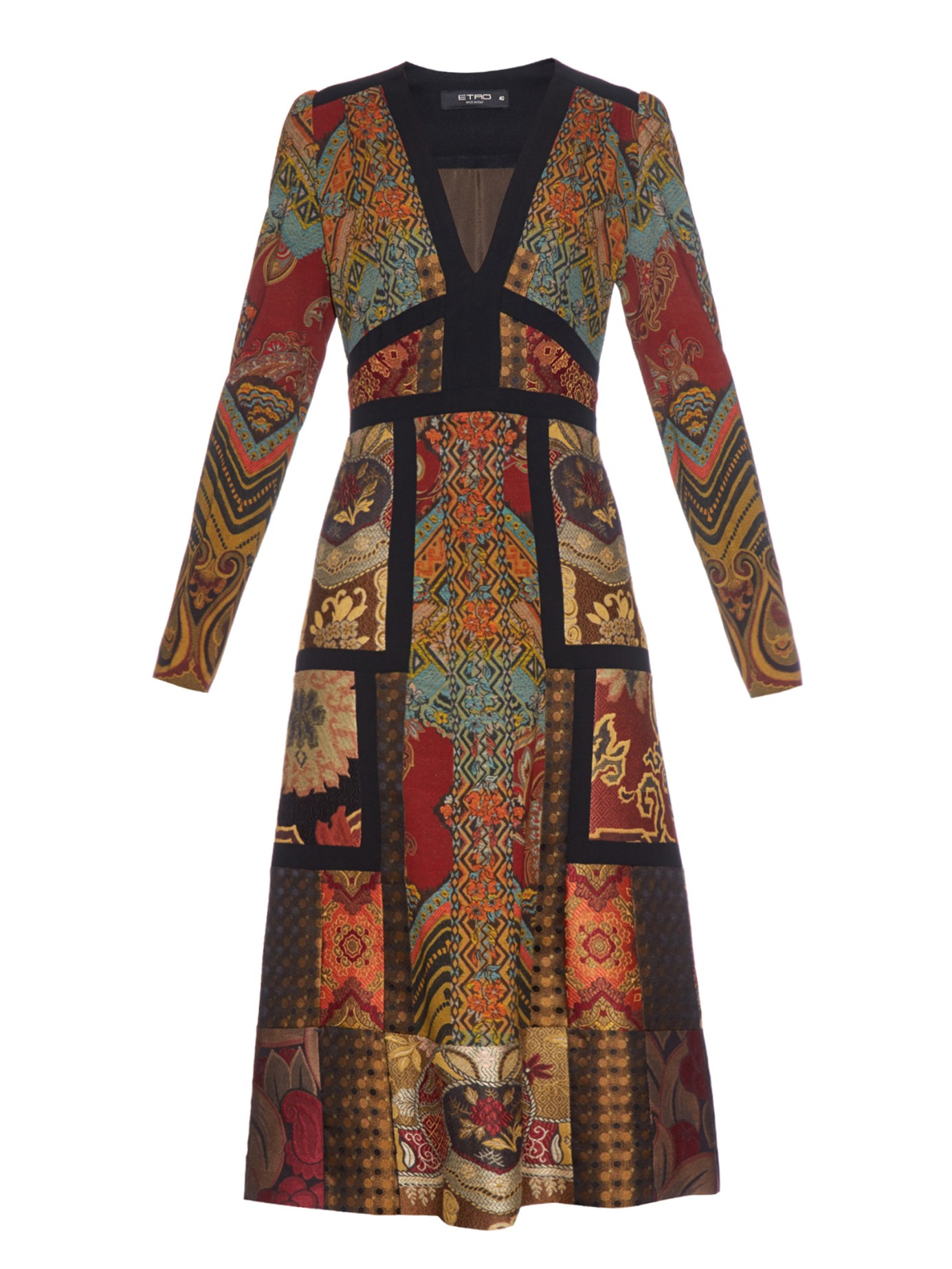 Lyst - Etro Patchwork Printed Crepe And Jacquard Dress in Red