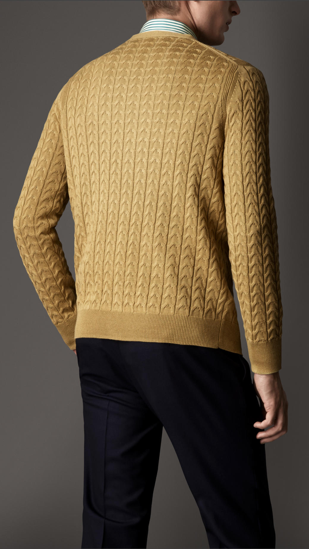 Burberry Silk Linen Textured Knit Cardigan in Yellow for Men | Lyst
