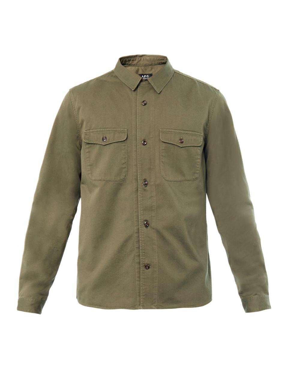Lyst - A.P.C. Military Cottoncanvas Shirt in Green for Men