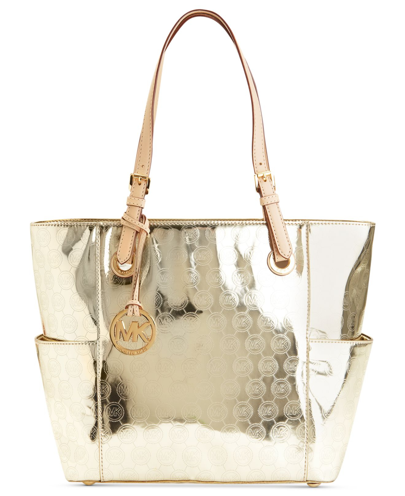 Lyst Michael Kors Signature Patent East West Tote In Metallic Gallery
