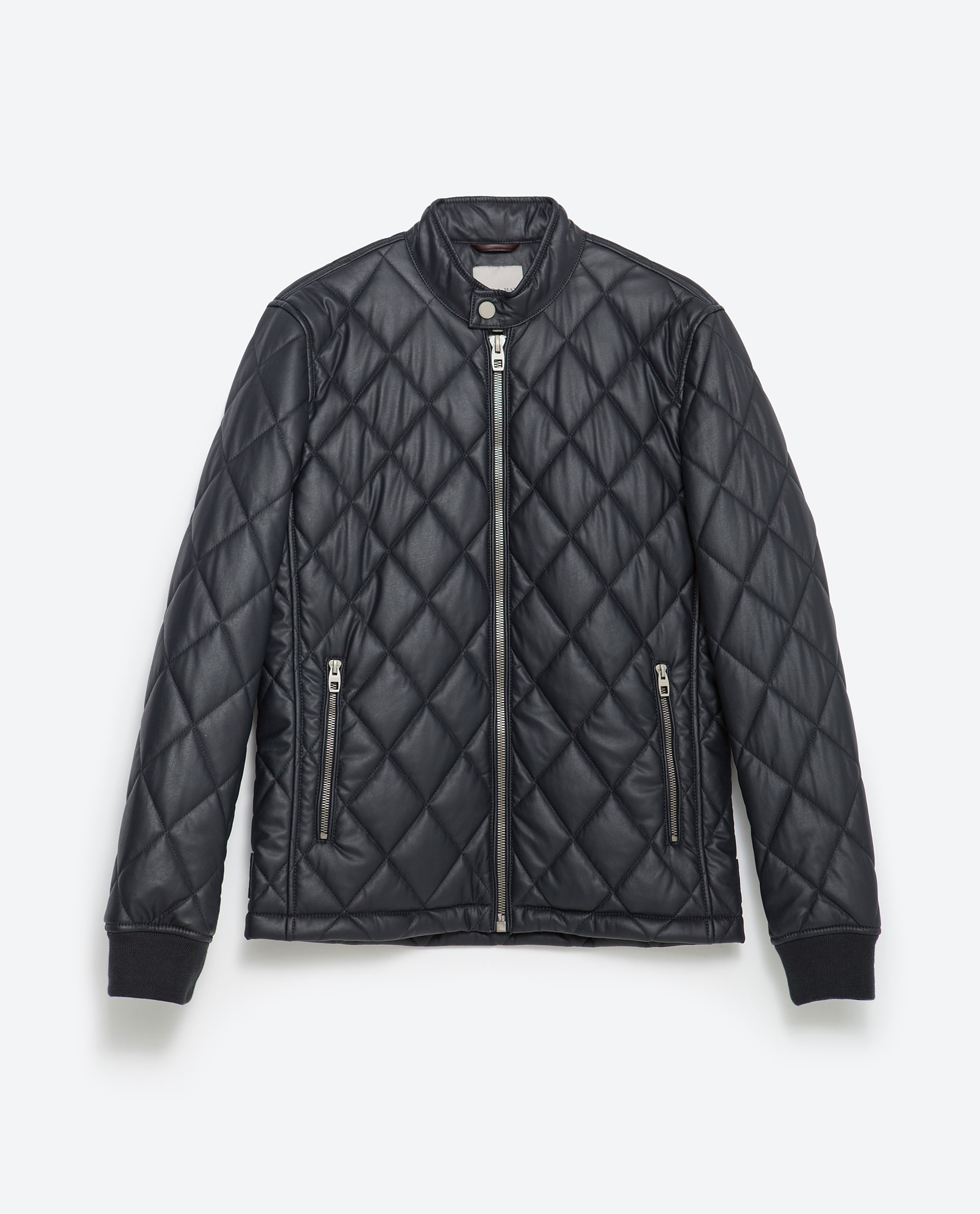 Zara Quilted Jacket With Faux Leather Patch