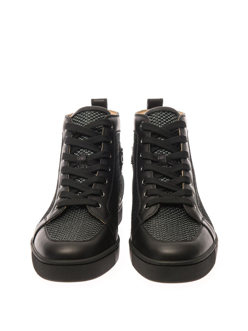 Christian louboutin Rantus Leather Hightop Trainers in Black for ...  