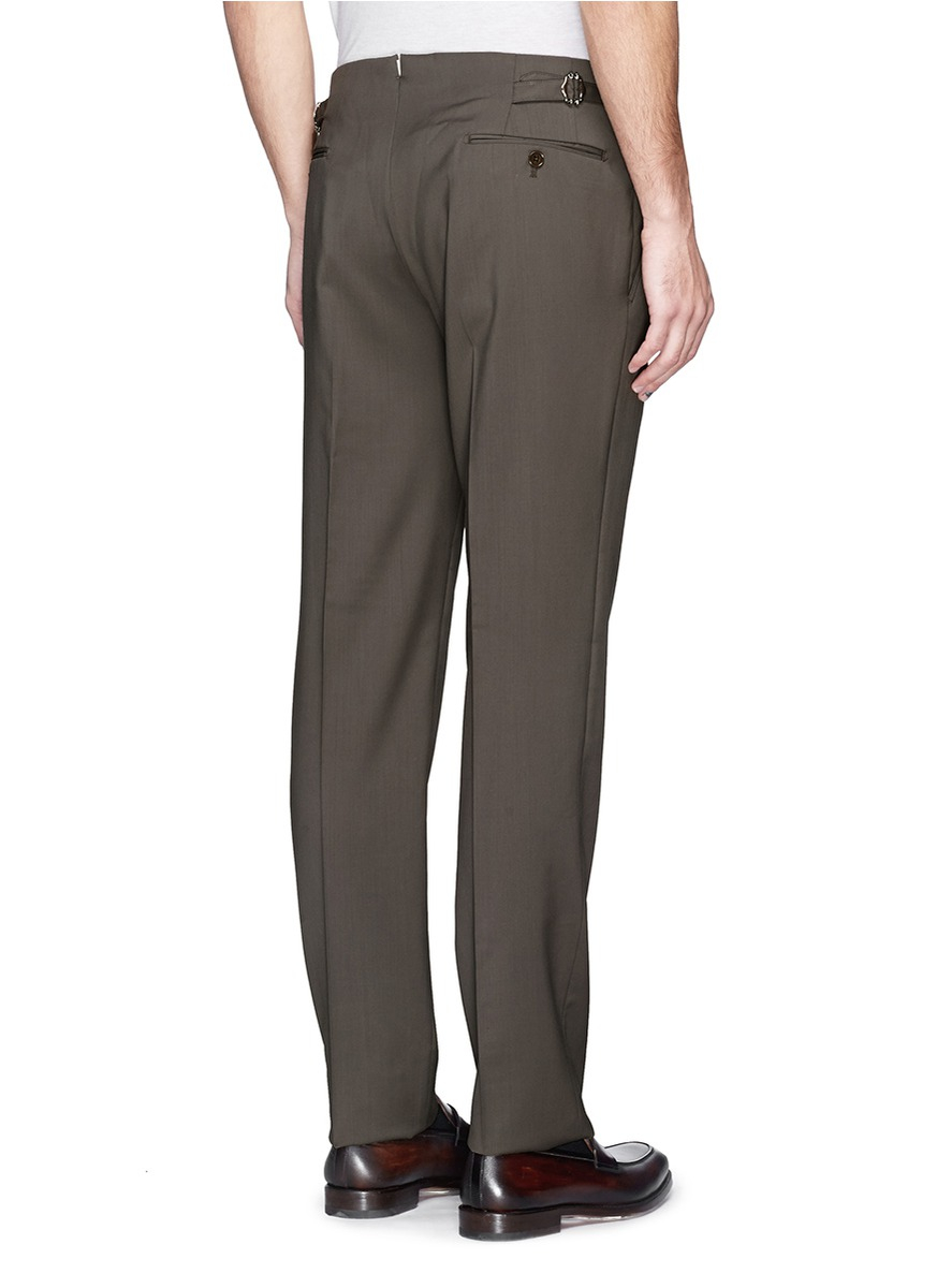 Lyst - Armani Adjustable Side Tab Virgin Wool Pants in Brown for Men
