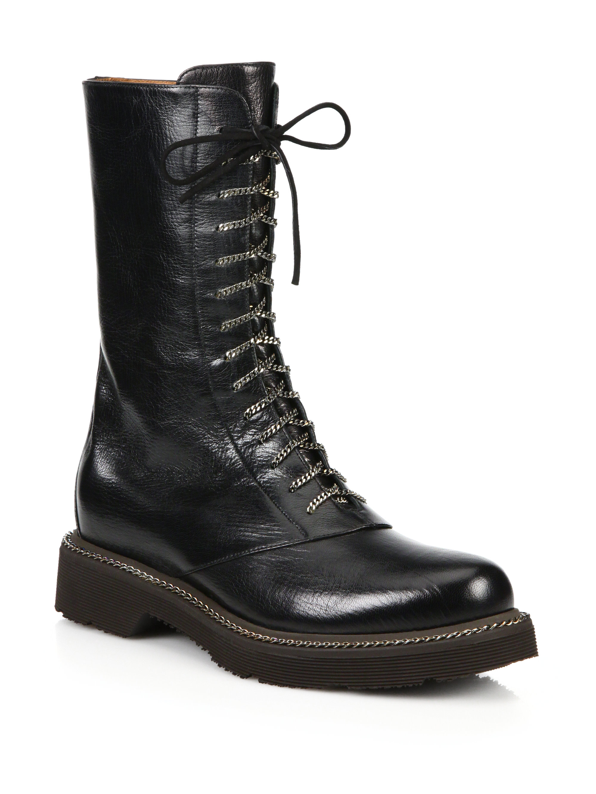 boots with chain laces