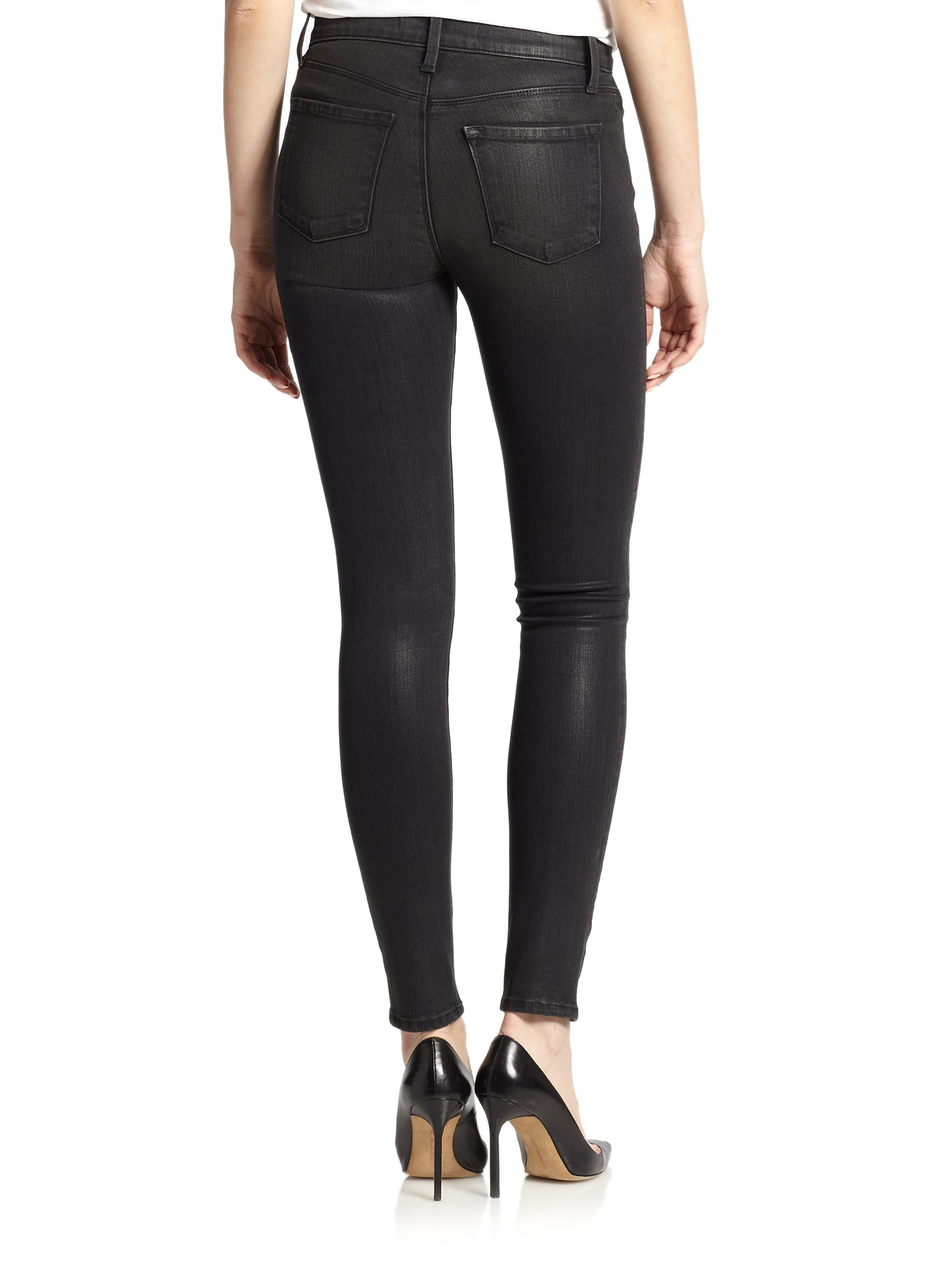 Lyst - J Brand Maria Photo-Ready Coated High-Rise Skinny Jeans in Blue