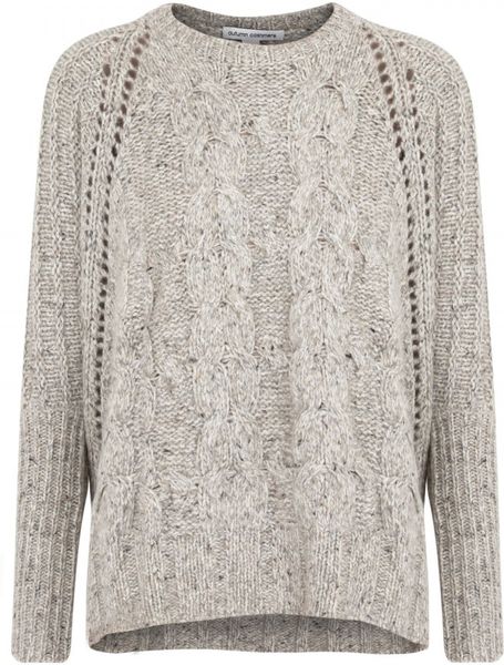 Autumn Cashmere Chunky Cable Knit Cashmere Jumper in Gray | Lyst