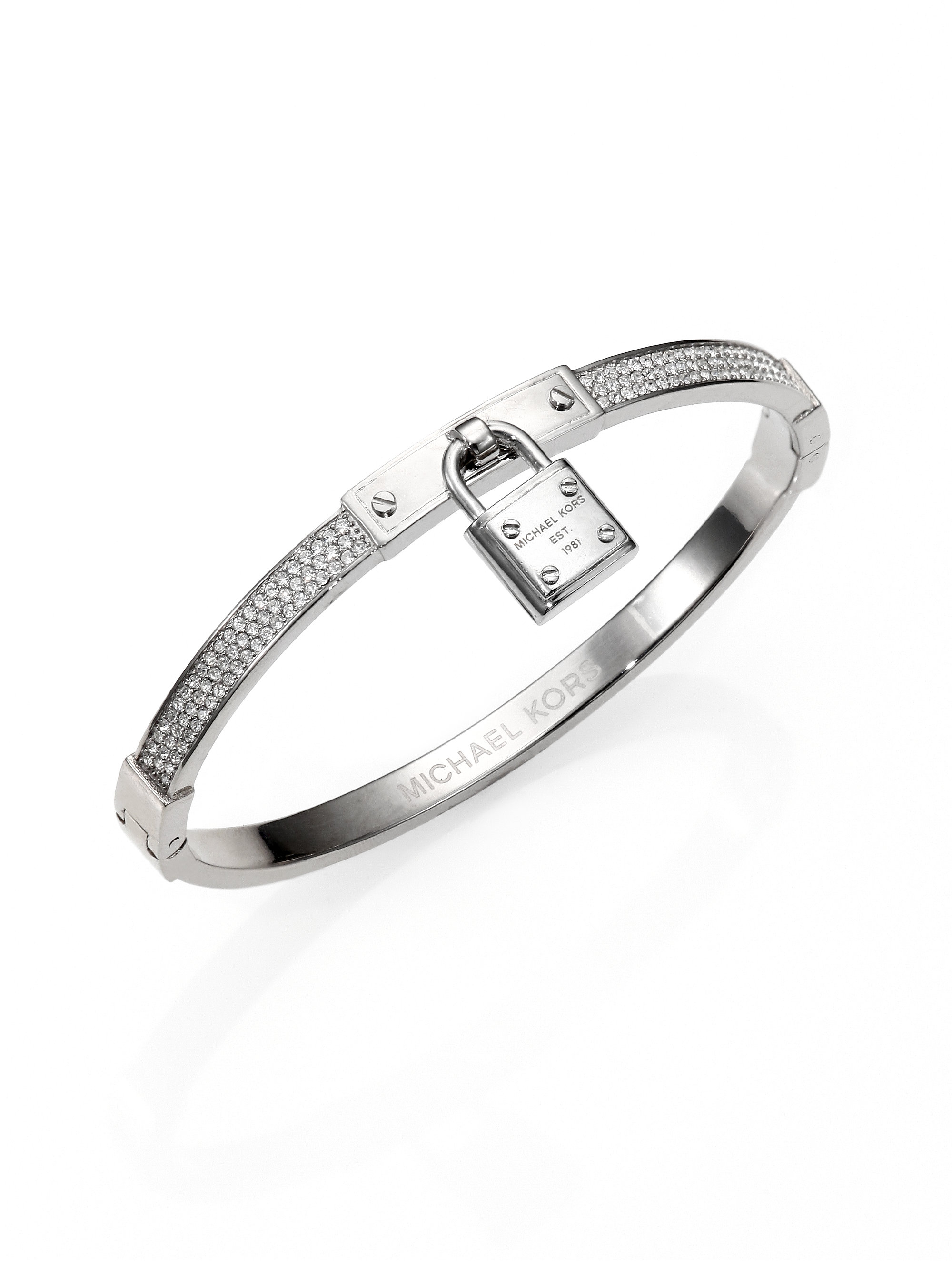 Lyst Michael Kors Brilliance Padlock Pavé Charm Bangle Bracelet Gallery