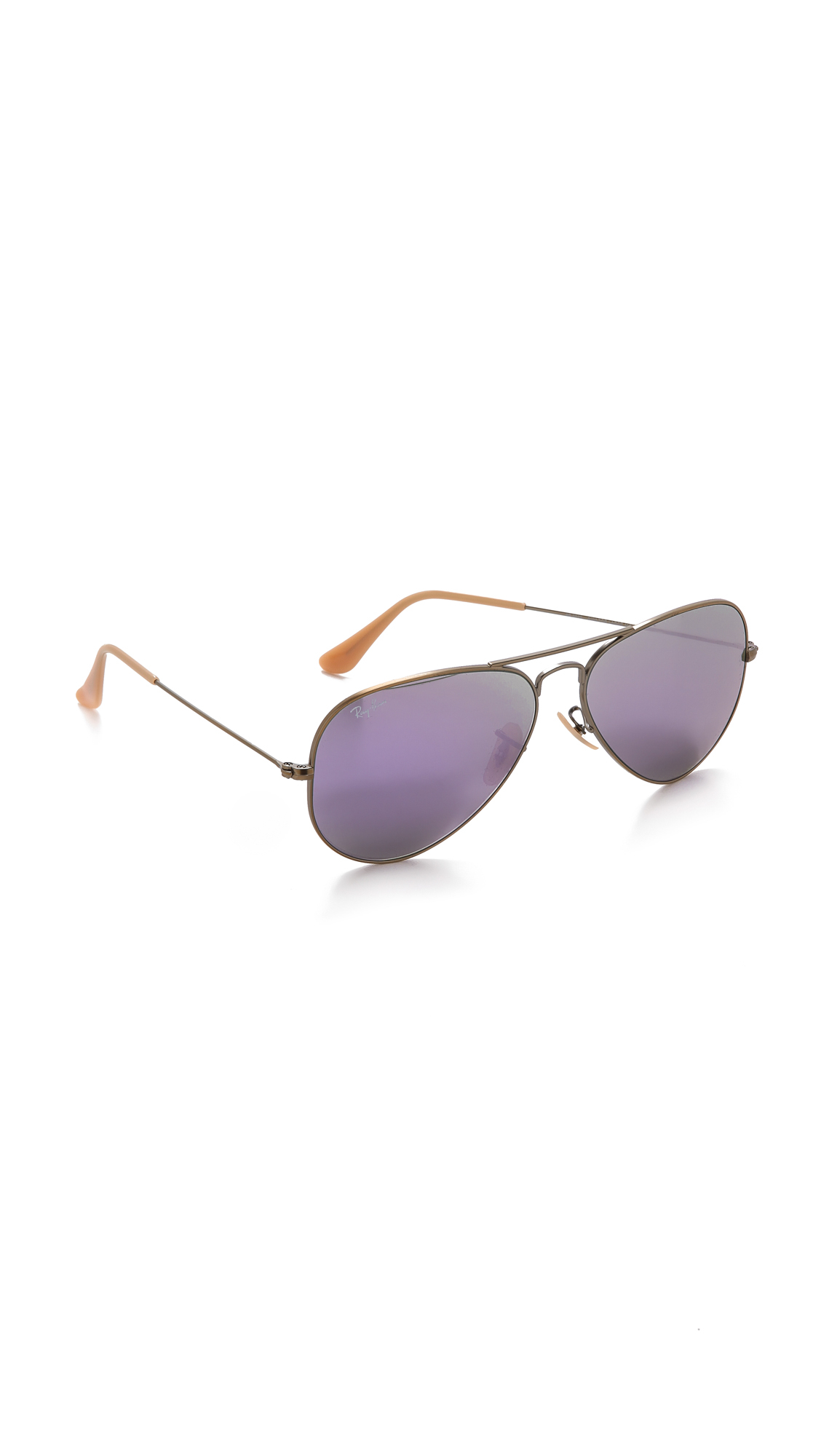 Lyst Ray Ban Mirrored Aviator Sunglasses Bronzelilac Mirror In Metallic 