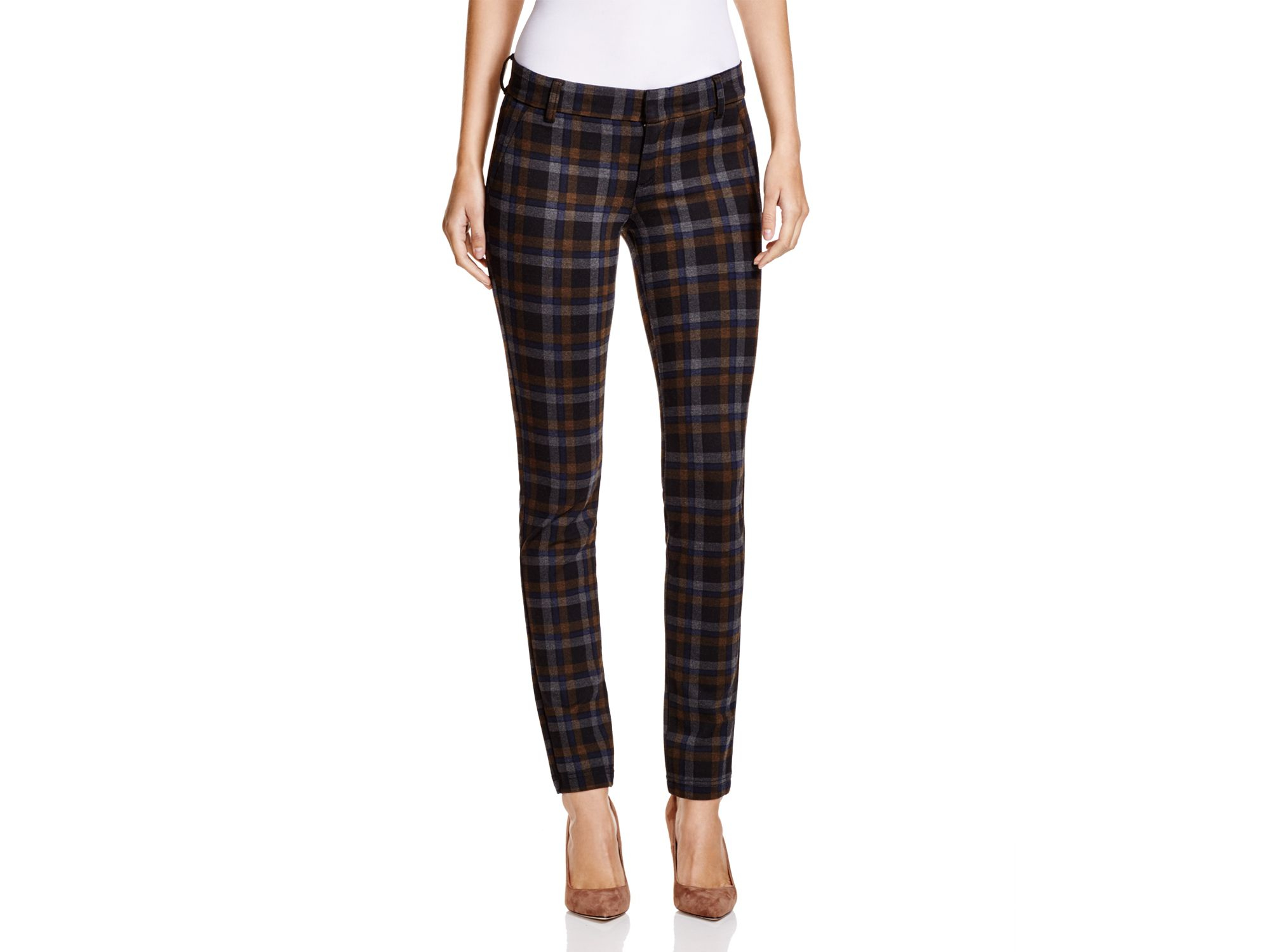 plaid skinny pants womens