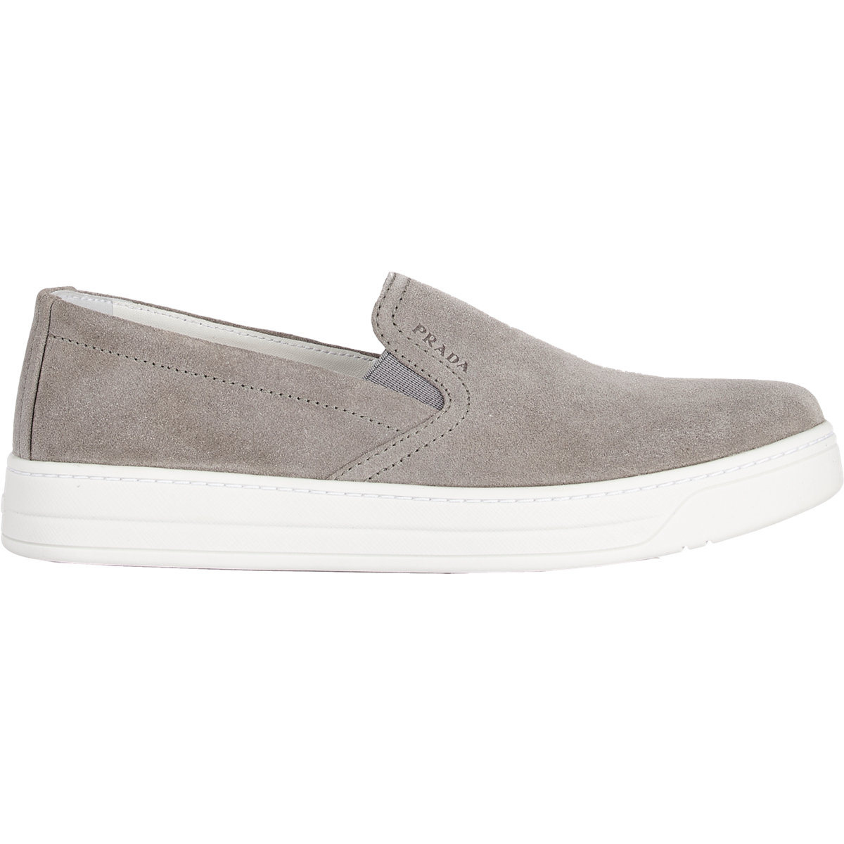 Slip Lyst Sneakers Gray Prada On In Suede 354RLAqj