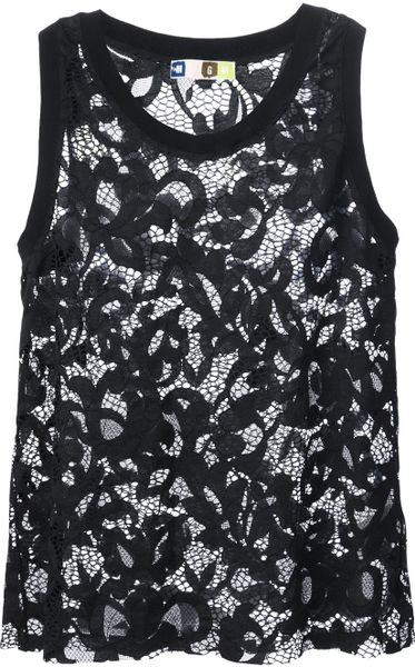 Msgm Floral Lace Vest Top in Black | Lyst