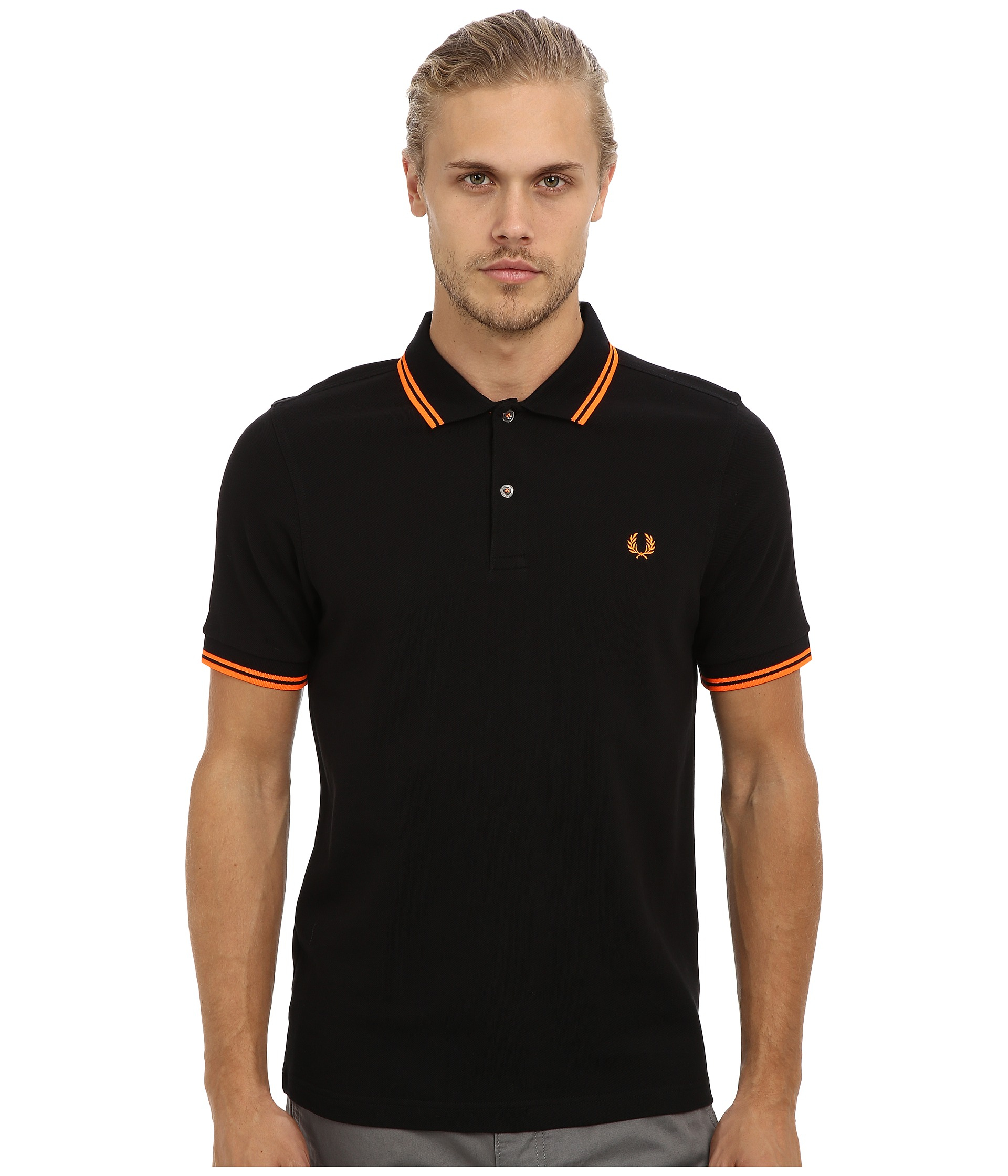 Fred perry Soho Neon Tipped Polo in Black for Men | Lyst