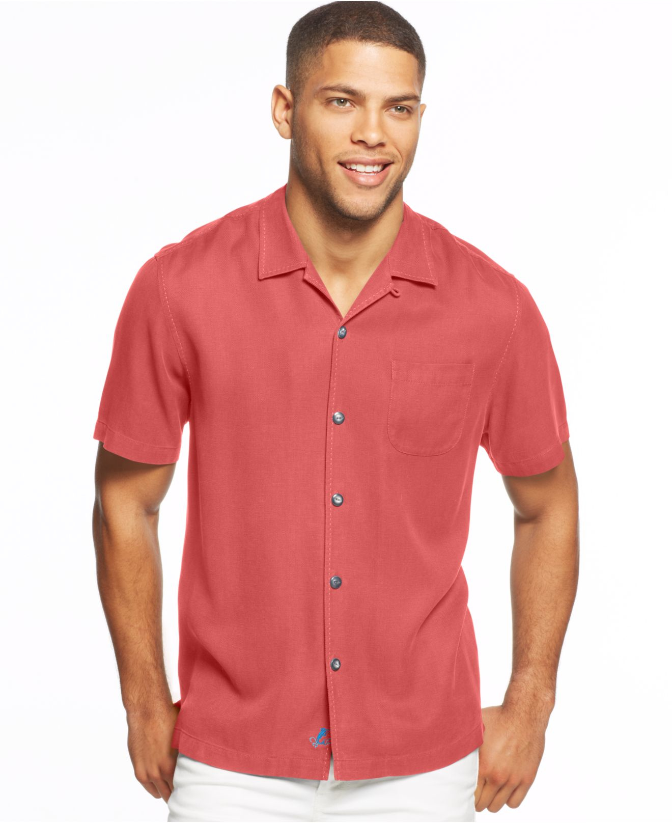 Lyst - Tommy bahama Big And Tall Hamilton Stitched Silk Shirt in Blue ...