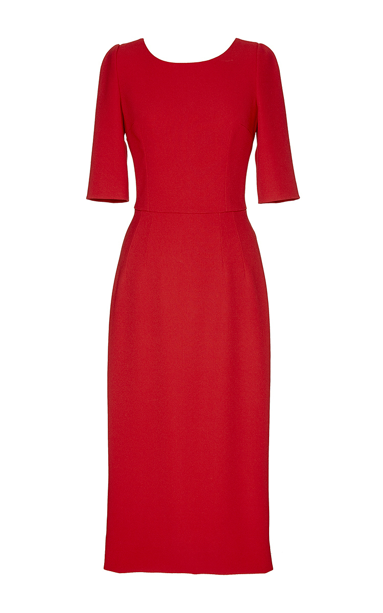 Lyst - Dolce & Gabbana Red Mid Sleeve Mid Length Dress in Red