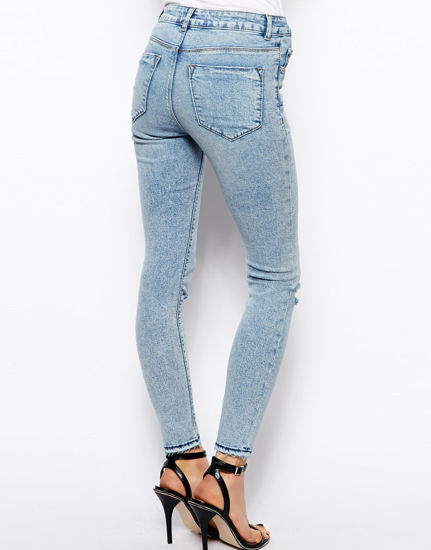 Lyst - Asos Ridley High Waist Ultra Skinny Ankle Grazer Jeans In ...
