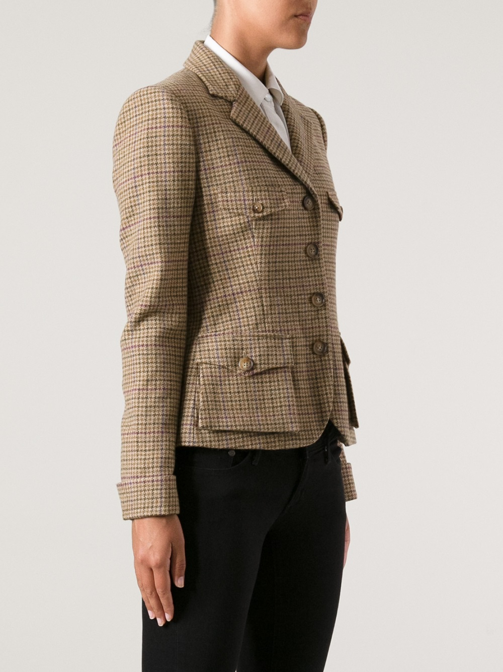 Lyst - Ralph Lauren Blue Label Blue Checked Hunting Jacket in Brown