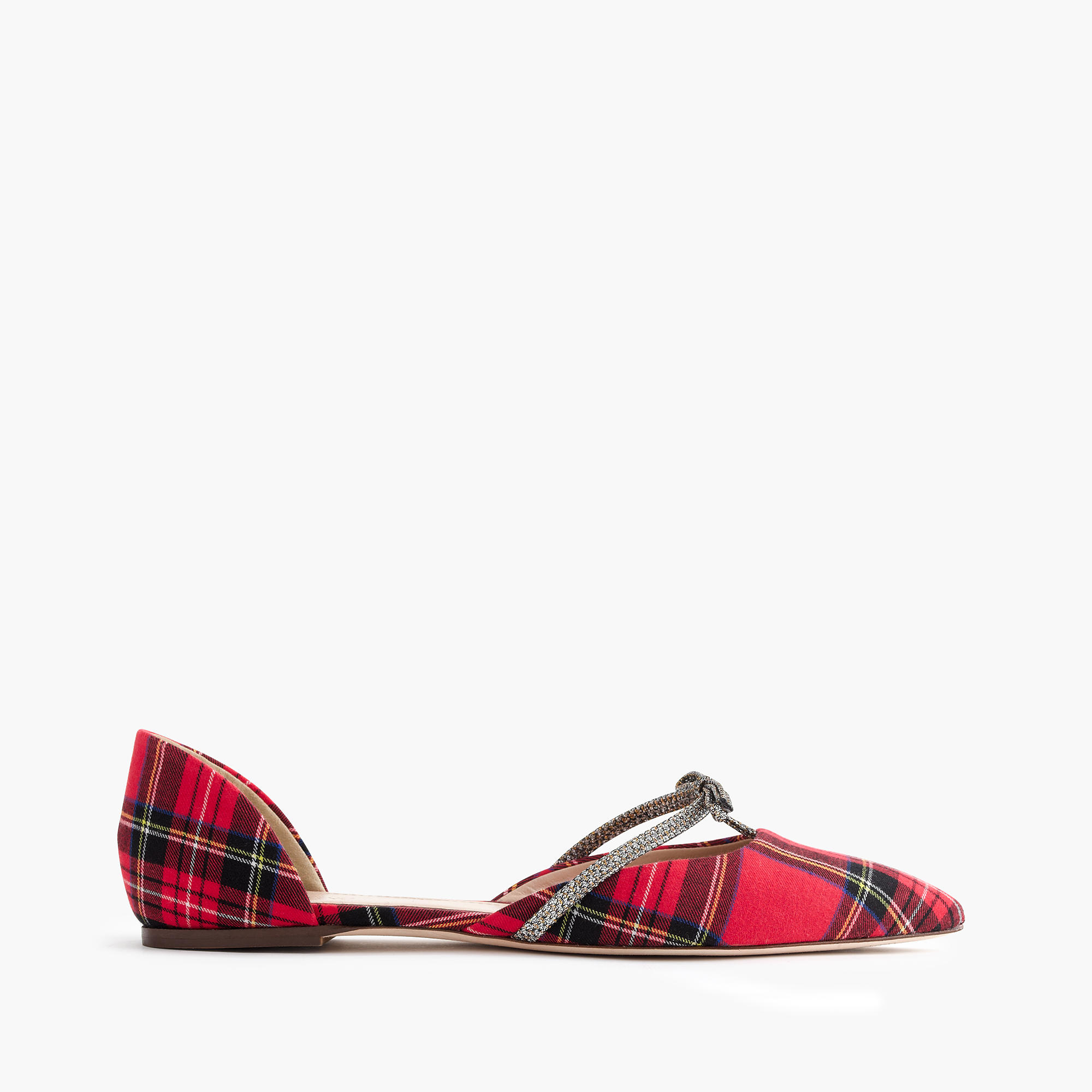Lyst - J.Crew Sloan Plaid D'orsay Flats With Mini Bow in Red