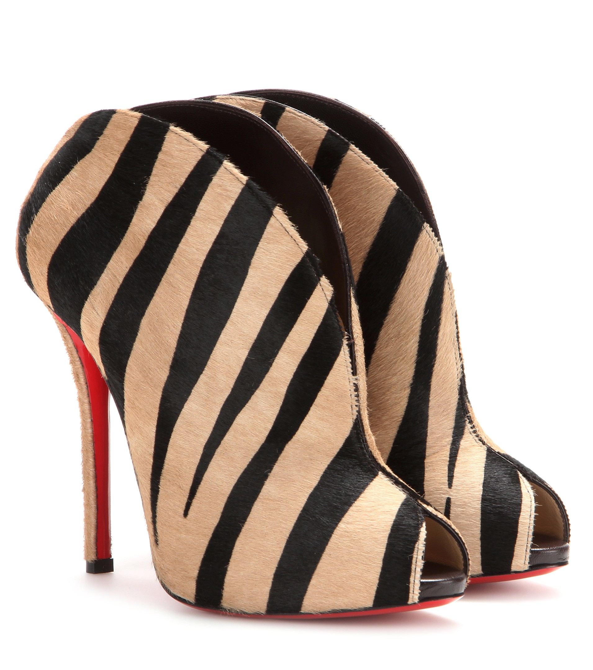 christian louboutin round-toe ankle boots Brown ponyhair leopard ...