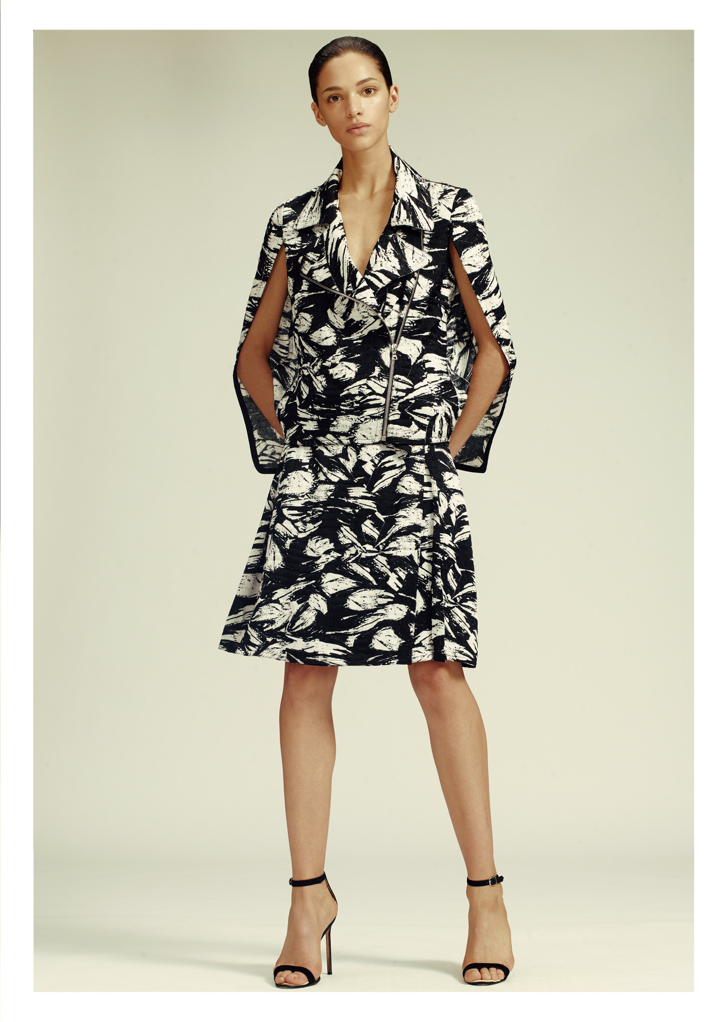 Yigal Azrouël Abstract Fl Cape Jacket In Black Lyst Gallery