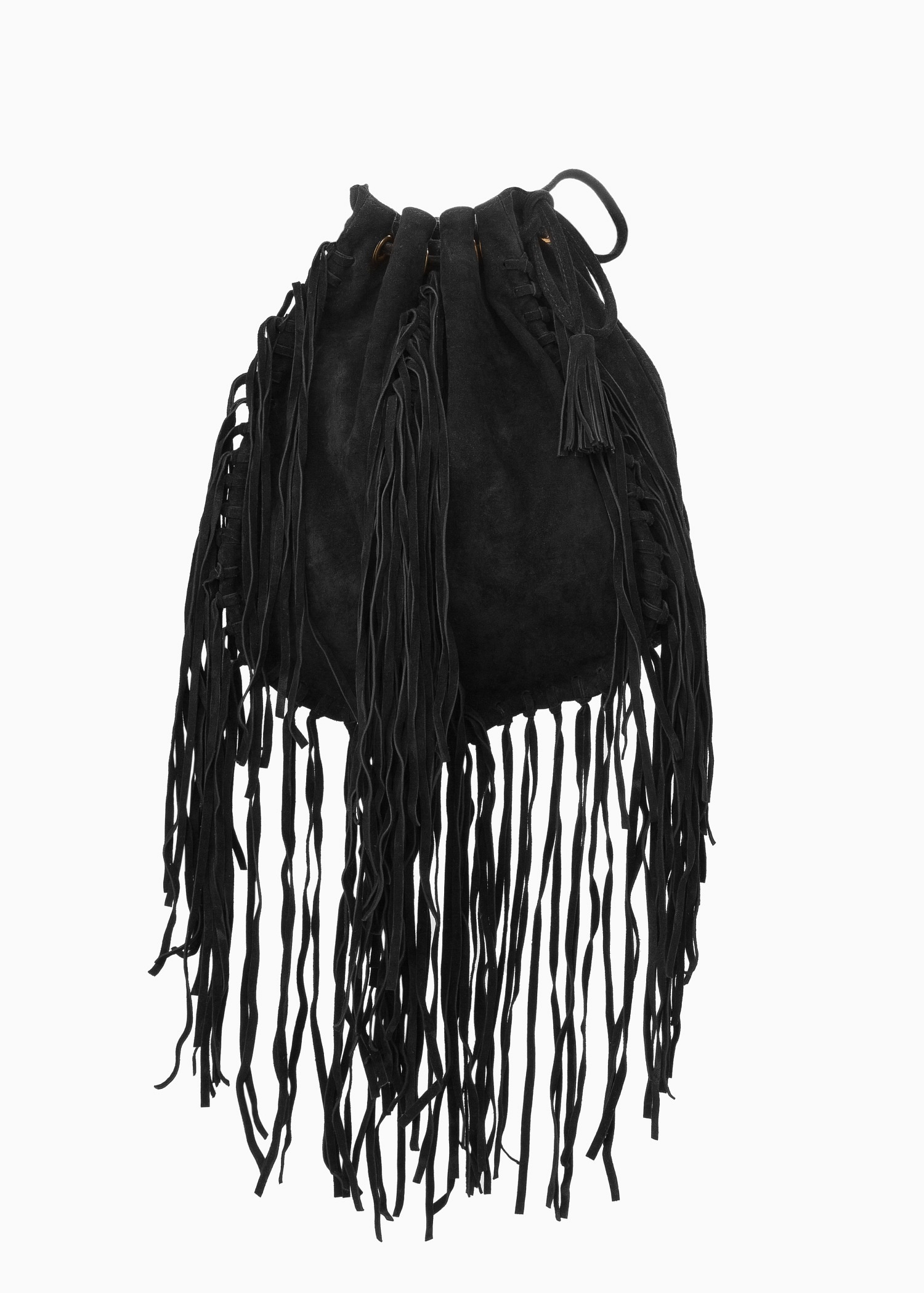 Lyst - Mango Fringe Leather Bag in Black