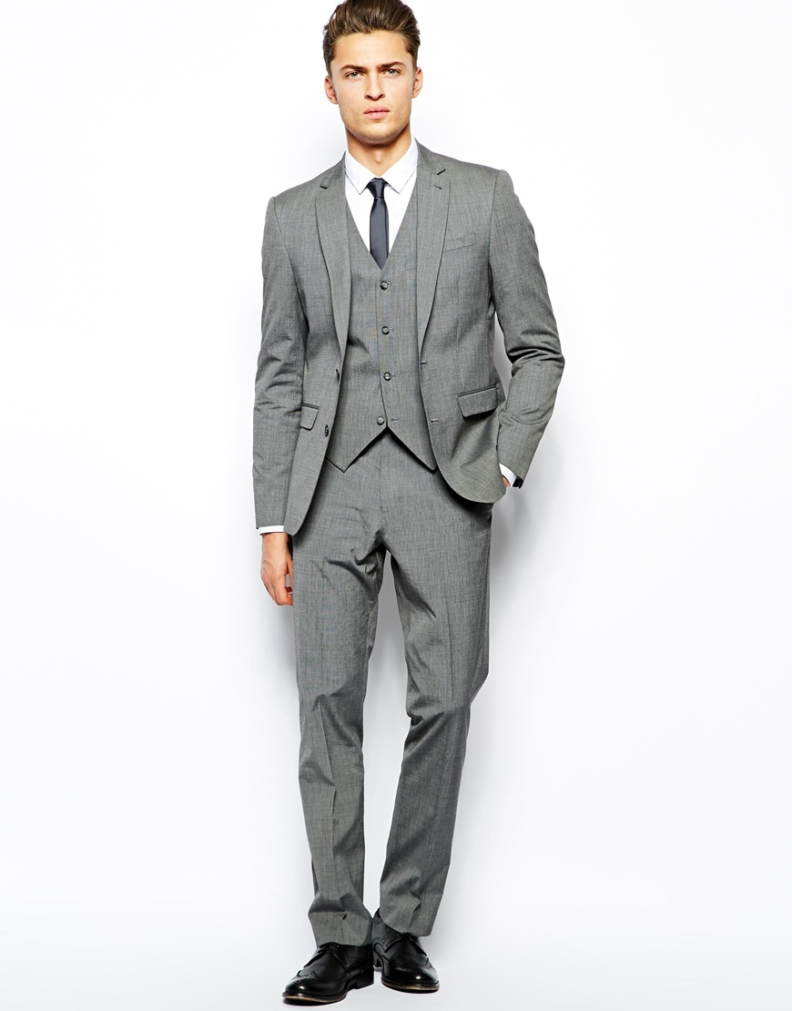 Lyst - Asos Slim Suit Trousers In Mid Grey in Gray for Men