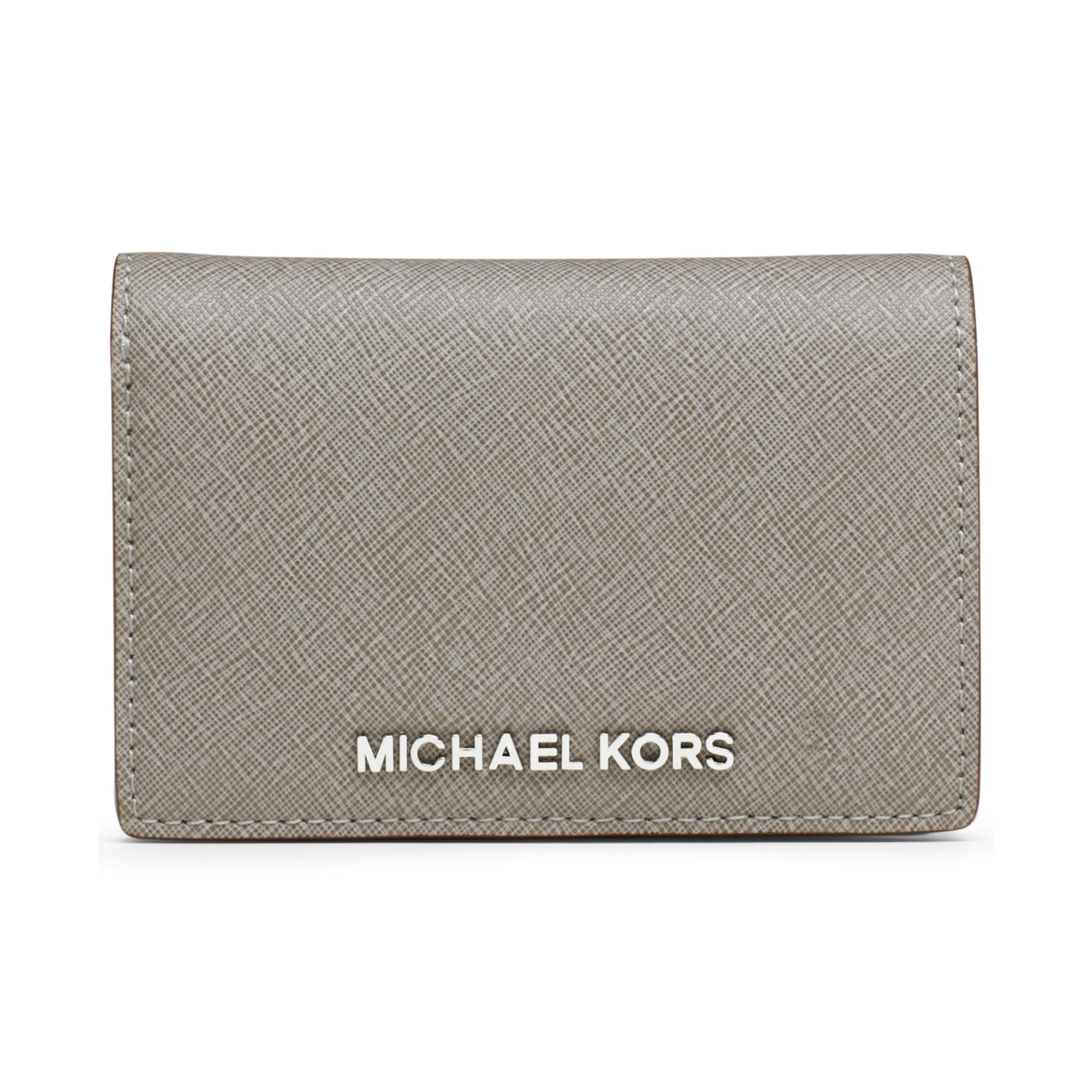 Michael Kors Michael Jet Set Travel Medium Slim Wallet in Gray (PEARL ...