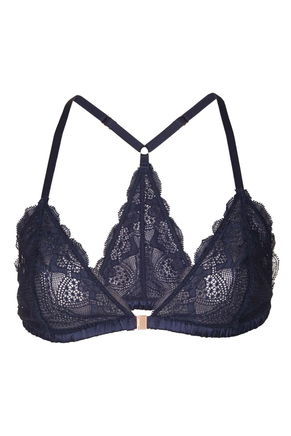 Topshop Lace Lace Racer Back Triangle Bra in Black - Lyst
