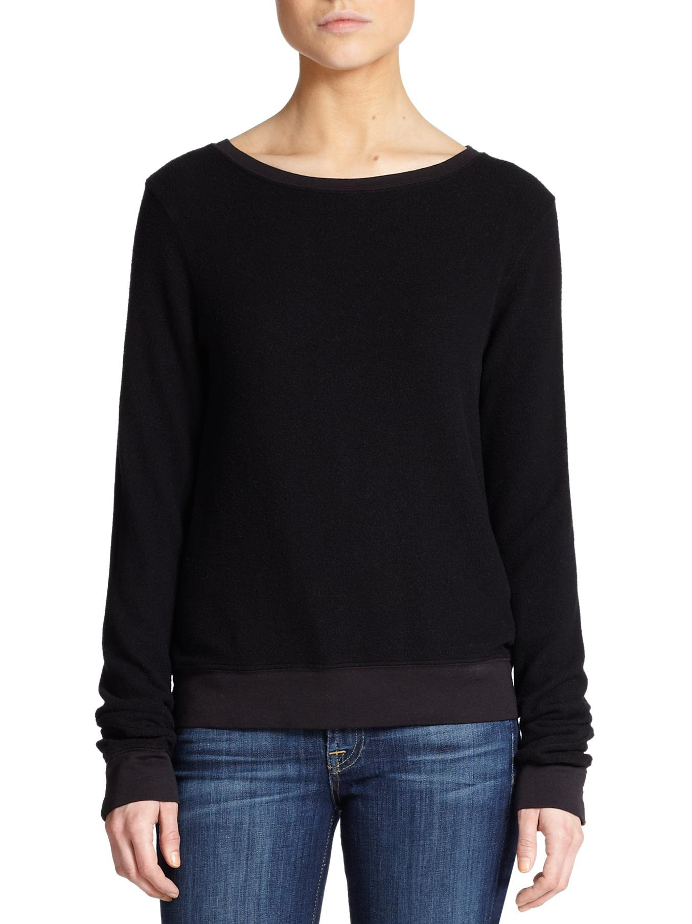 Wildfox Boatneck Sweatshirt in Black | Lyst