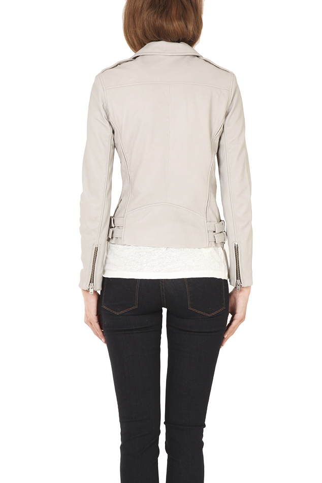 Iro Tara Leather Jacket Stone In Gray Lyst Gallery