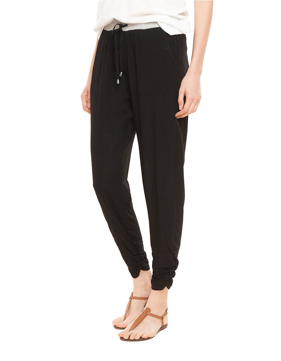 Lyst - Splendid Ruched Rayon Pants in Black