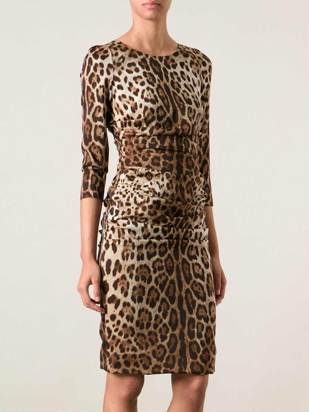 Lyst - Dolce & Gabbana Leopard Print Dress in Brown