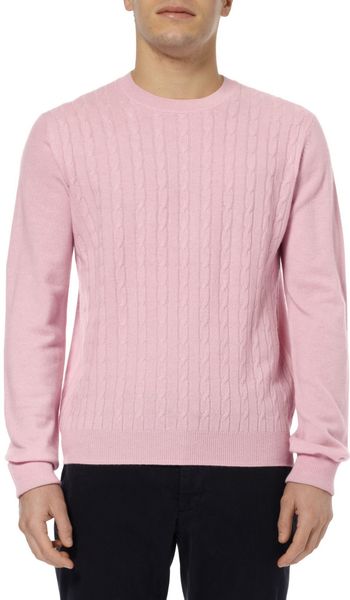 Hackett Mayfair Cableknit Cashmere Sweater in Pink for Men | Lyst
