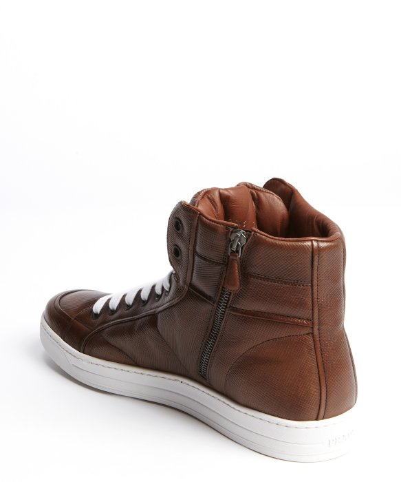 prada high top leather sneakers