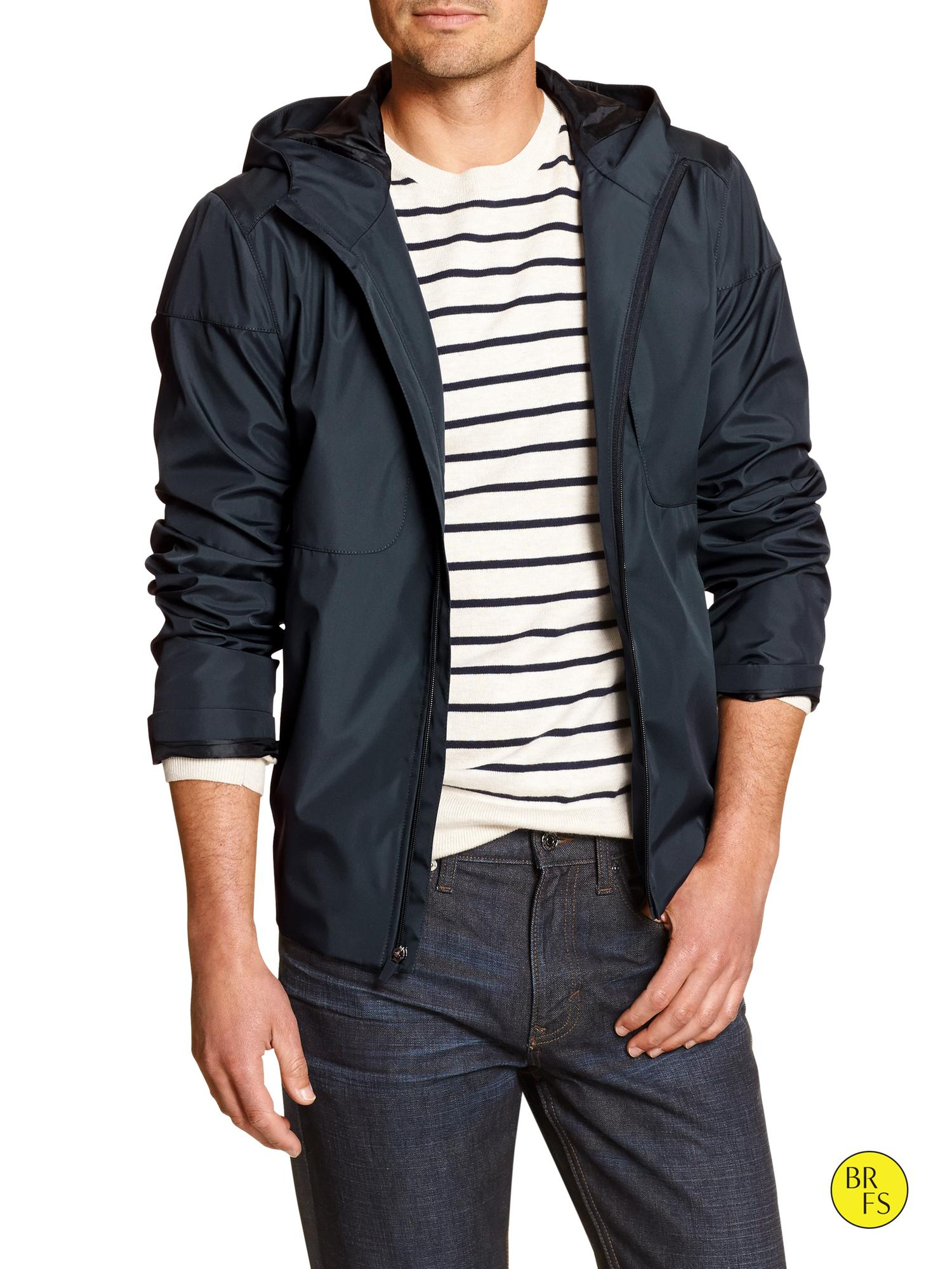 Banana republic Factory Hooded Tech Jacket in Blue for Men (Basic navy