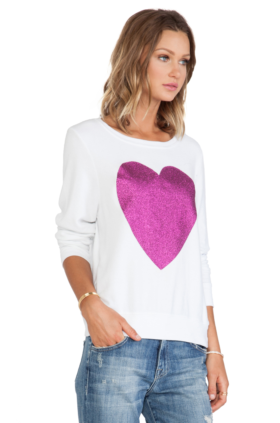 Lyst - Wildfox X Revolve Sparkle Heart Sweater in White