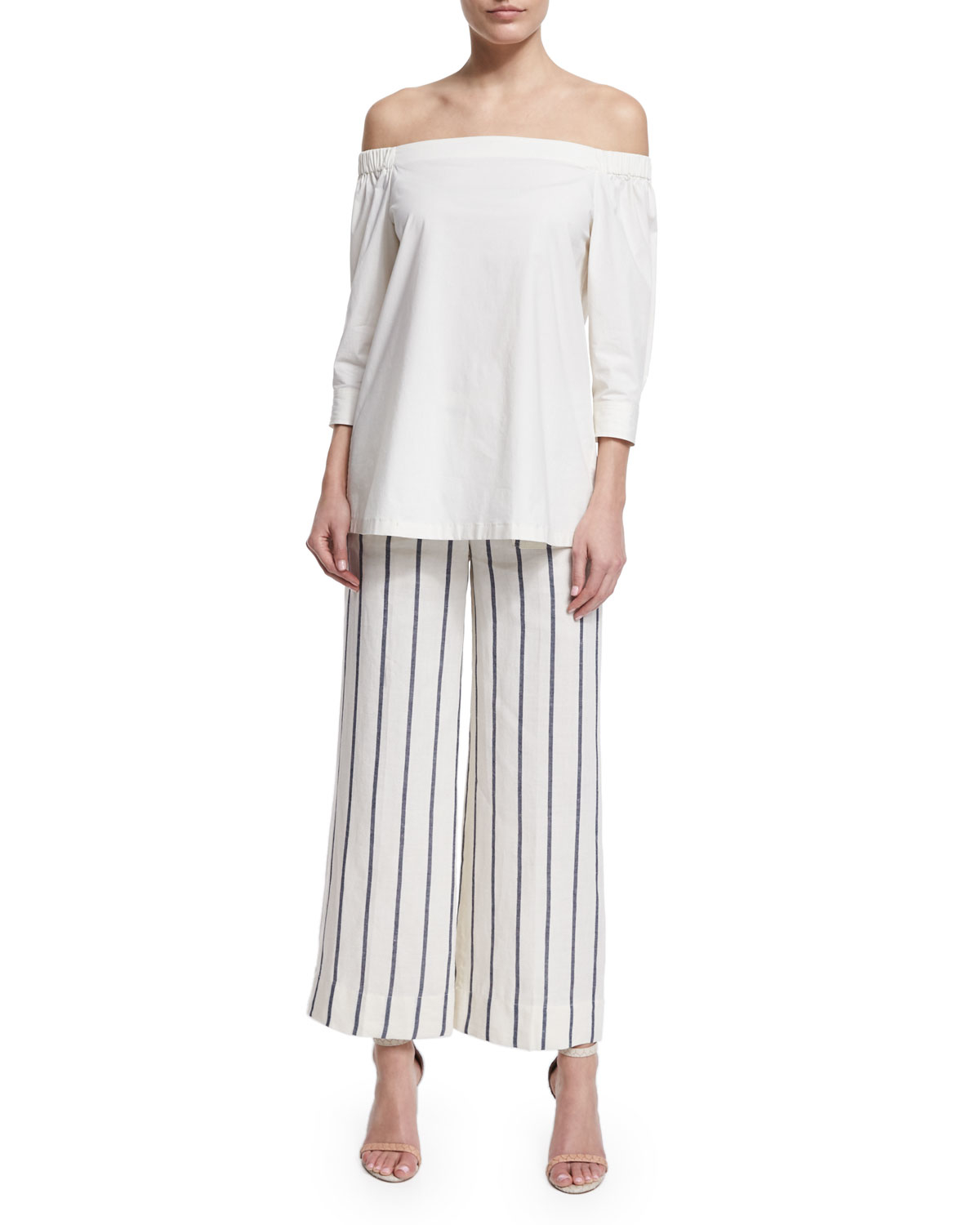 wide leg striped linen pants