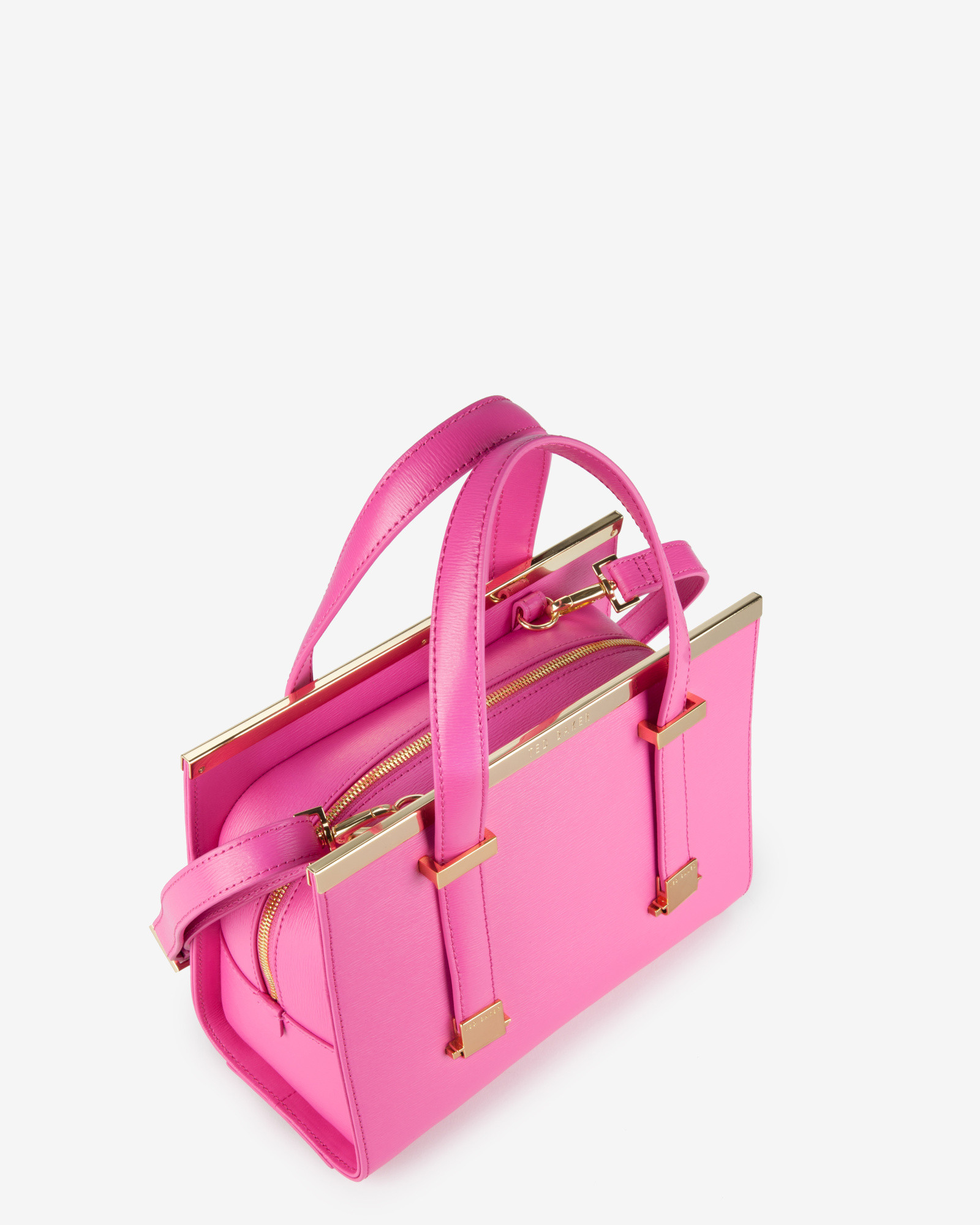 Ted baker Small Crosshatch Leather Tote Bag in Pink (Bright Pink) | Lyst