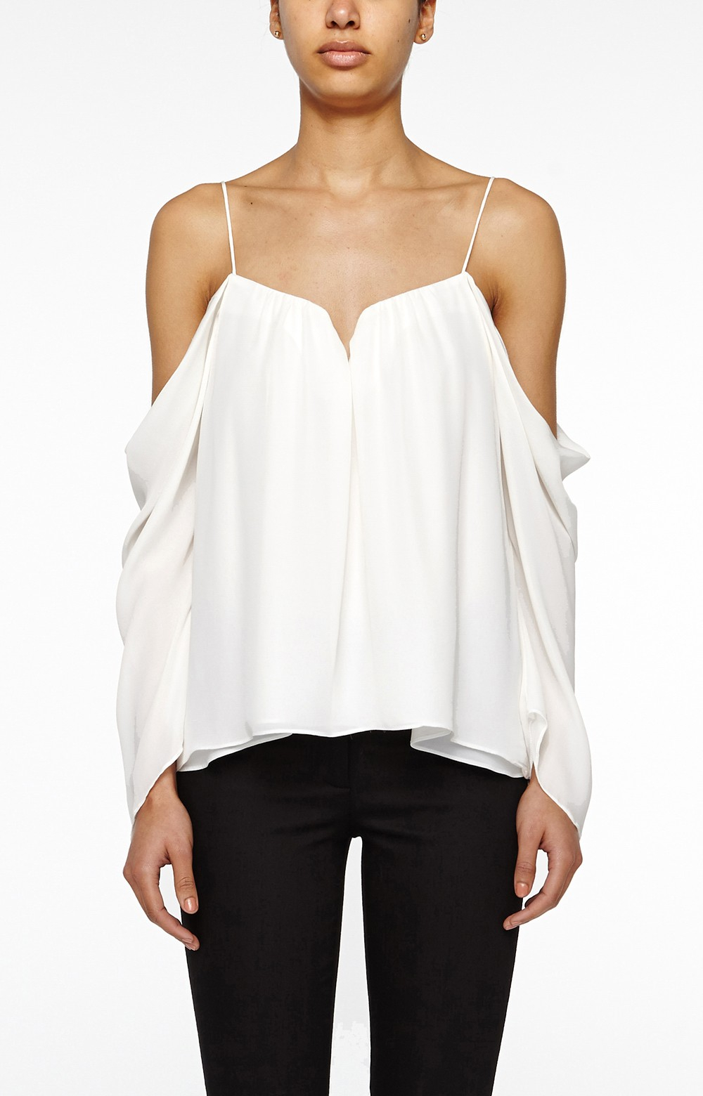 Miller Schuler Cold Shoulder Blouse miller schuler cold shoulder top in white lyst Miller Schuler Cold Shoulder Blouse miller schuler cold shoulder top in white lyst