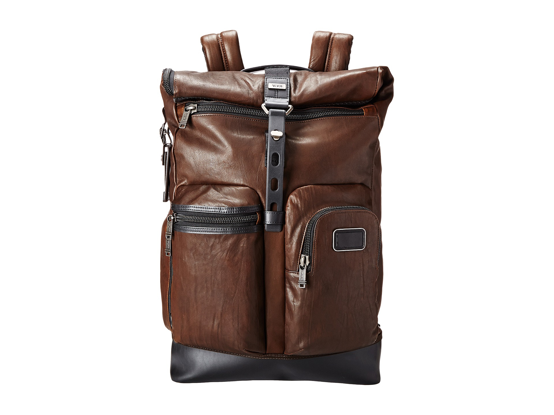Tumi Alpha Bravo - Luke Leather Roll-top Backpack in Brown | Lyst