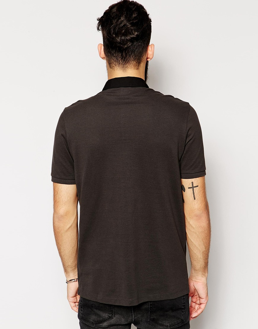 Lyst Asos Polo Shirt With Skull Embroidery And Woven Collar in Black