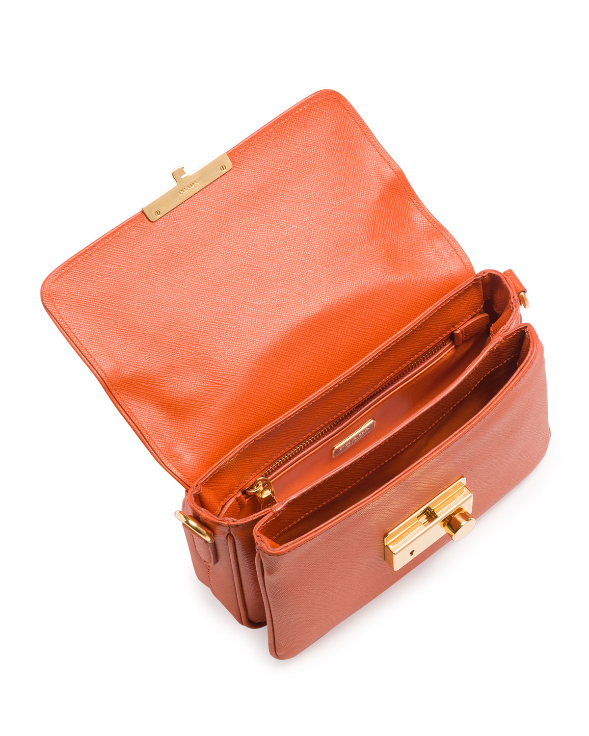 Prada Saffiano Small Sound Cross-Body Bag in Orange | Lyst  
