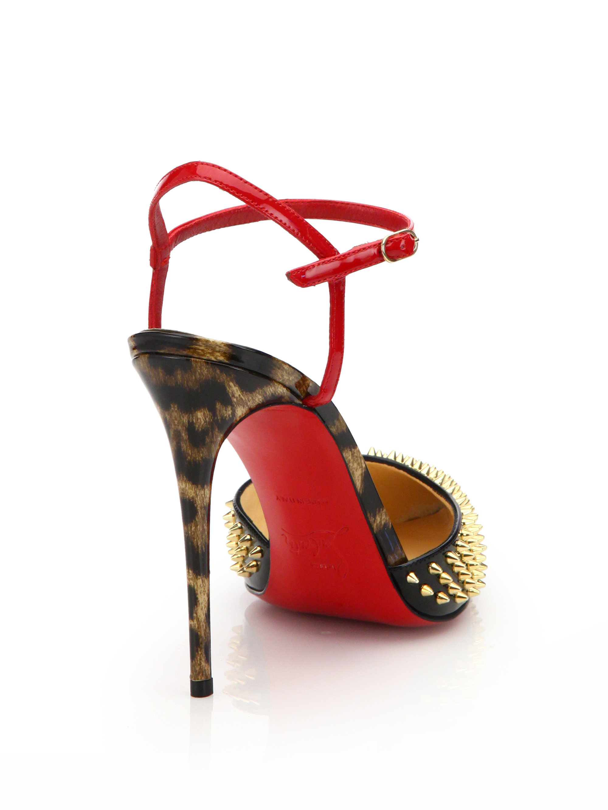 Christian louboutin Baila Spike Studded Leather Pumps in Red ...